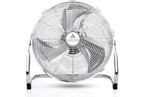 TRESKO AERSON Ventilatore da pavimento 50 cm, con 3 livelli di potenza, ventilatore oscillante 125W, alto flusso d'aria, struttura robusta in metallo, angolo di inclinazione ca. 110 gradi
