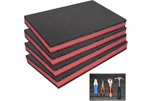 BOCGUY Schaumstoff Zuschnitt 40 x 30 x 2.5cm, 4 Stück Werkzeugkisten Schaumstoff, Schaumstoffeinlage Einsätze für Kamerakoffer Werkzeugkoffer Organisation, würfelschaumstoff