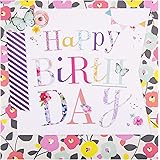 General Birthday Card from Hallmark - Contemporary Floral and Text Design