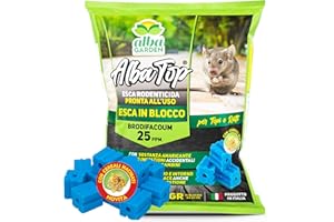 Albagarden - Veleno Per Topi Potente - Topicida In Blocchi - Esche Per Topi Utilizzabile Con Trappola E Ultrasuoni - Per Ratti Di Ogni Dimensione -15 Blocchi X 20 Gr