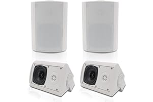 Herdio 4 Zoll 400 Watt Außenlautsprecher Outdoor-Lautsprecher für Outdoor Indoor Wandhalterung Patio Deck Camper Garten, Terrasse, Restaurant (2 Paar/Weiß)