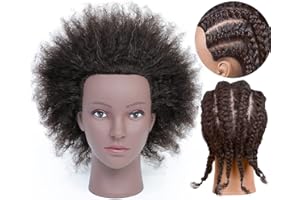 RUISIMEI Cabeza del maniquí de la cosmetología del pelo de la cabeza del maniquí del pelo del afro de la formación para la práctica que trenza el peinado