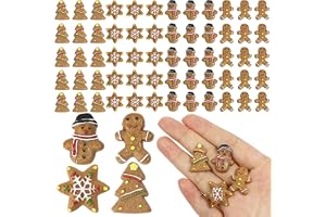 Tomtetillbehör jul, 48 stycken tomteset jul komplett, snögubbe, pepparkaksgubbe, stjärna, julgran, för att dekorera gåvor, do