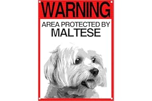Lovelytiles Maltese Targa ATTENTI al Cane Cartello Warning Area Protected BY
