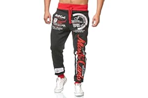 L.gonline Herren Jogginghose lang | Sweat Hose | 100% Baumwolle | gemütliche Sporthose | Rippstrickbündchen | Fitness | Tunnelzug | Trainings-Hose | Enger Beinabschluss | Monte Carlo 592
