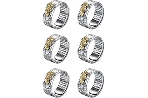 KALVICA 6 Pezzi Anello Feng Shui Pixiu Mantra per Uomo Amuleto Protezione Ricchezza Amore Prosperità Regolabile Anello Buddha Mantra Ring