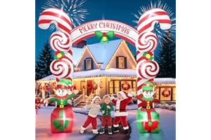 Kalolary Nadmuchiwany łuk bożonarodzeniowy, miętowy, cukierki, Święty elf, łuk, na zewnątrz, wesołych Świąt, ogromna dekoracja wysadzana z wbudowanymi światłami LED, do wewnątrz, na zewnątrz, ogród