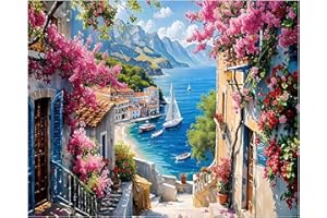 DAISEN ART Peinture Numero Adulte, DIY Peinture Par Numero Adulte, Peinture Acrylique pour Adultes Enfants débutants Facile sur Toile Peinture Numero avec peintures et pinceaux 40×50cm Flower Town(sans Cadre)