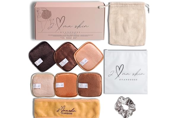 6 Pads Démaquillants Lavables et Réutilisables - Lingettes Carrées Microfibres Nettoyantes et Exfoliantes pour la Peau du Visage. Remplacez votre coton demaquillant. Accesoires offerts- Nude