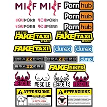 KIT STICKERS ADESIVI AUTO MOTO FURGONE SEXY PORNO HUB SPONSOR MTB ...