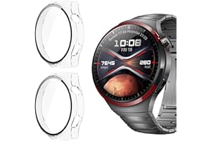 Blueshaweu Etui ochronne do Huawei Watch 4 Pro, [2 sztuki], twarde etui z poliwęglanu ze szkłem, ochrona wyświetlacza, kompatybilne z Huawei Watch 4 Pro/Huawei Watch 4 Pro Space Edition (przezroczyste