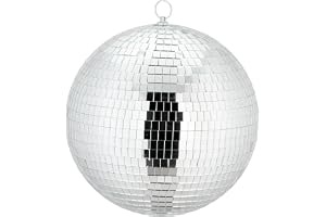 Relaxdays Disco Boll Strobosfärisk, Ø 25 cm, Mirror Disco Ball Spegel Strobosfär, Party Gadget