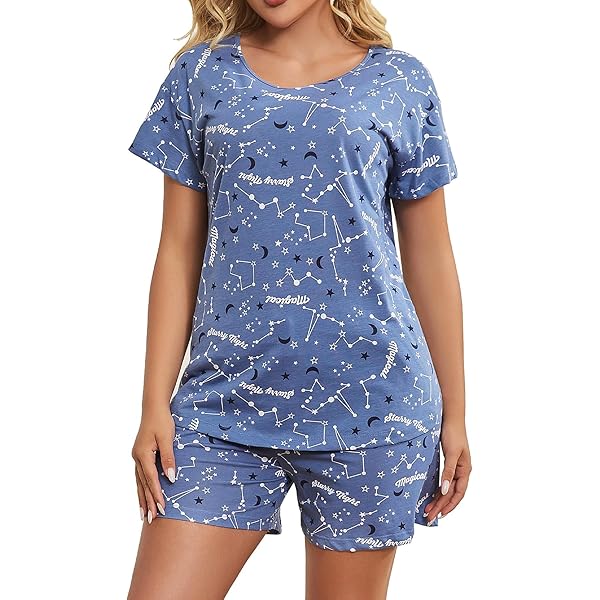 MIA LUCCE Pyjama voor dames, kort katoen, nachtkleding