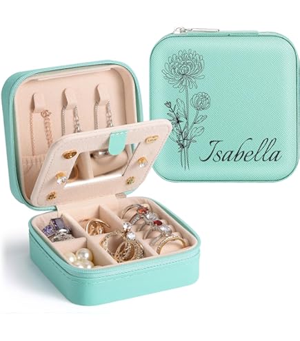 ASHYLE Schmuckkästchen Mini - Tragbare Schmuckbox 10x10x5cm Für Reisen, Personalisierbar Als Geschenk
