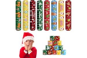VEYLIN Christmas Slap Bracelets, 24 Kids Snap Bands Wristbands for Xmas Party Gifts Fillers Classroom Prizes