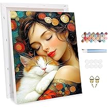 KEYIFA Malen Nach Zahlen Katze - DIY Gemälde Set 30x40cm