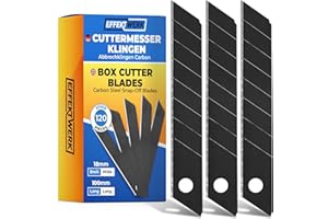 Set di lame per taglierino Effektwerk (nero, confezione da 120), lame di ricambio per coltelli multiuso da 18 mm, lame a scatto in acciaio al carbonio