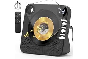 Greadio Portable CD Player with Bluetooth 5.1, CD Players for Home, CD Music Player with Speakers, Remote Control, Dust Cover, LCD Display, HiFi Sound, AUX/USB Playback, Earphone Jack (Black)