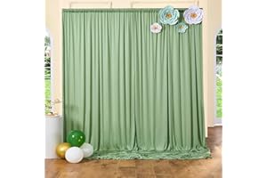 NSSONBEN 3×3 m Salbei Grün Hintergrund Vorhang, Deko Hochzeit Party Geburtstag Fotowand Hintergrund, 2 Platten 1,5×3 m Faltenfreie Weiche Seidige Grün Vorhänge für Kulissen Home