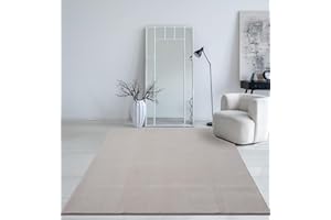 ‎MIAS TEPPICHE Mia´s Teppiche Taos kuscheliger Kurzflor Teppich, Anti-Rutsch Unterseite, Waschbar bis 30 Grad, Super Soft, Felloptik, Sand, 240 x 340 cm