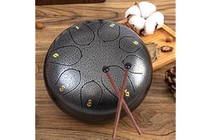 MZSX Steel Tongue Drum, 6 inches 8 Tone, Steel Tongue Drum for Kids Adult, Tone Hand Pan Percussion Musical Instrument Steel Drum Set, Hand Pan Drum with Pocket, and mallets for Meditation Yoga(Black)