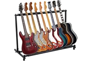 BALLSHOP 9-Way Guitar Stand Multistand Foldable Portable Multistand Guitar Tripod Multi-Guitar Stand with 9 Holders Padding for Acoustic Guitar Western Guitar Electric Guitars
