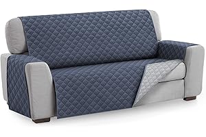 TEXTIL-HOME Textilhome - Housse de Canapé Protecteur Malu, Taille 3 Places. Housse Matelasse Réversible. Couleur Bleu