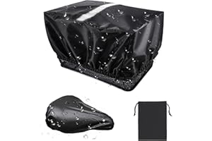 XREE 2 Piezas Cubierta de Lluvia para Cestas de Bicicletas, Funda para Lluvia para Sillín de Bicicleta con Bolsa de Almacenamiento para Tipos Comunes de Bicicletas (Negro)