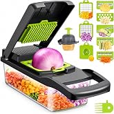 13 Par&ccedil;a Sebze Doğrayıcı, Ultra Keskin Paslanmaz &Ccedil;elik Bı&ccedil;aklar, Geniş Hazneli, Salata Yapıcı, D&uuml;z, K&uuml;p Spiral &Ccedil;oklu Şekiller