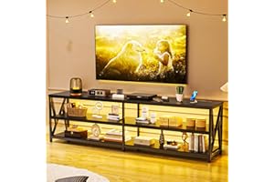 Lvifur Mobile TV con porta di ricarica USB e stazione di ricarica wireless, scheda TV con luci LED, per TV da 65 pollici e TV più piccole, 210 x 40 x 60 cm