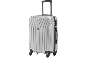 R.Leone Valigia EasyJet 45x36x20 cm Trolley Bagaglio a mano in ABS 4 Ruote 9001 (Argento, XS Bagaglio Low cost)