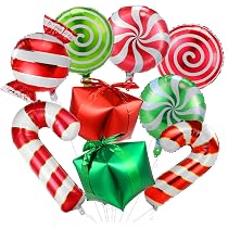 Weihnachts-Folienballons – 16 Stück Mit Zuckerstangen, Weihnachtsmann & Geschenkmotiven – Perfekt Für Partydeko