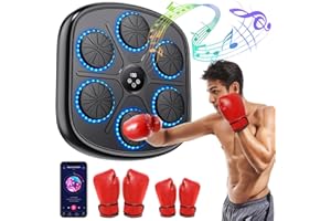 Qbiower Boxing Machine, Bluetooth Music Boxing Machine with Boxing Gloves, 9 Speed & Training Modes Adjustment, Automatic Counting, Punching Machine with LED Screen for Adults & Kids, Wall Mounted