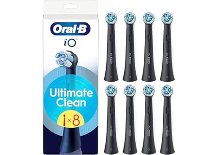 Oral-B iO Ultimate Clean tandborsthuvuden, Svart, 8 st, Original Runda Borsthuvuden, Med CrissCross- - Amazon Deal & Rabatt