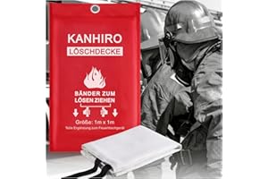 kanhiro Löschdecke Küche Feuerlöschdecke - 1m x 1m Glasfaser Brandschutzdecke DIN EN 1869:2019 Retardant Decken für versehentliches Sicherheitsdesign für Küche, Kamin, Grill, Auto, Camping