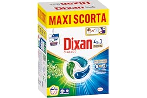 Dixan DISCS 4in1 Classico Detersivo Lavatrice, 50 x 2 Lavaggi, Capsule Lavatrice per una Pulizia Profonda del Bucato e Freschezza Igienica per la Lavatrice, Rimuove le Macchie da 20°C