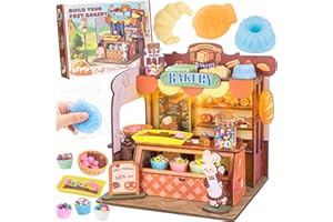 Ltteaoy Kit de Manualidades Infantiles Tema Pan con Luz LED,Incluye Silicona para Repostería y Arcilla Ligera,Rompecabezas 3D de Madera,Regalo Creativo para Niños a Partir de 6 Años