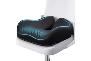 Benazcap Seat Cushion, Memory Foam Cushion for Office Chair - Ergonomic Chair Cushions for Tailbone Pain Relief, Sciatica & Back Support, Office Chair Cushion & Coccyx Cushion