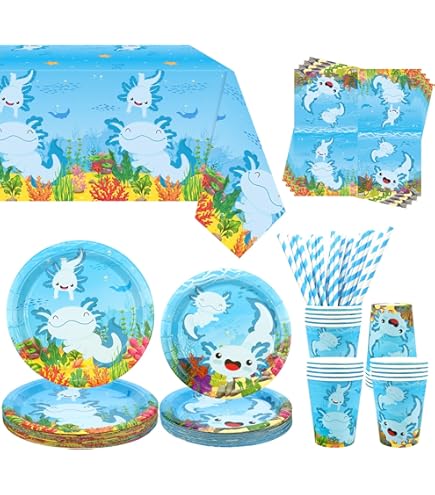 Obussgar Axolotl Party Dekoration - Komplett-Set Für 20 Personen In Pink