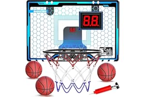 Jofuni Indoor Basketball Hoop for Kids, Mini Basketball Hoop, Bedroom Basketball Hoop and Ball, with Electronic Scoreboard Net Lights