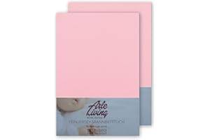 Doppelpack hochwertige Kinder Baby Jersey Spannbettlaken Spannbetttuch 60x120-70x140 cm 140 g/m² Arle-Living (Rosa, Doppelpack 60x120-70x140 cm)