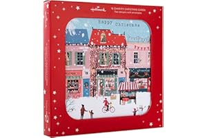 Hallmark Lot de 16 cartes de Noël, 2 motifs, scène de rue et boule à neige, cartes de Noël caritatives, avec enveloppes