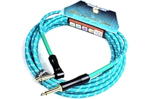 Dan's Guitar Store Instrument Cable (2m / 6.5ft Inline/Right-angle) 1/4inch Jack 21AWG OFC Self-silencing Cable