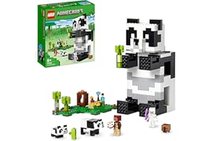 LEGO 21245 Minecraft Le Refuge Panda, Jouet De Maison Amovible, avec Figurines Animaux Et Squelette, pour Enfants, Filles Et Garçons 8 Ans, Idée Cadeau