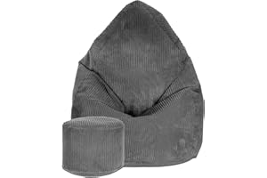 DreamRoots Pouf Poltrona Sacco Moderno e Morbido di Velluto - Poltrona Sacco Pouf 80x80x120 cm Include Poggiapiedi e Fodera - Puffo per Sedersi - Pouf Poggiapiedii - Bean Bag