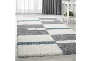 HomebyHome dywan do salonu, nowoczesny dywan do sypialni, turkusowy, 280 x 370 cm - dywan Shaggy do salonu, z długim runem, miękki i puszysty, dywan kuchenny dla dzieci, prostokątny dywan kuchenny dla