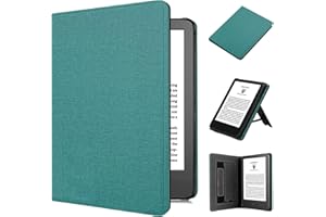 All New 6" 2024/2022 11th Generation eReader Case, TOKILO Premium PU Leather Sleeve with Auto Sleep/Wake Hand Strap Foldable Stand, Incompatible with iPad Samsung Sony 6inch e-Reader, GreenBlue