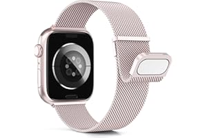 Higgs Métal Bracelet Compatible avec Bracelets Apple Watch 40mm 41mm 38mm 44mm Ultra 2 49mm 45mm 42mm Femme, Bracelet Double Magnétique pour iWatch Series 9 SE(se 2) 8 7 6 5 4 3 2 1, Metal Milanais