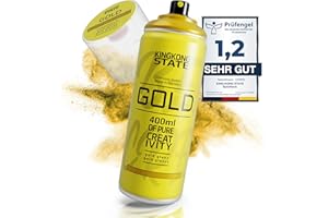 King Kong State Premium Sprühlack gold glänzend - hochdeckende Sprühfarbe für den DIY-Bereich, geeignet für alle Oberflächen; Spraylack Made in Germany, Sprühdose 400ml (gold glanz)