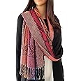The Accessory Co. Women Pashmina Scarf Shawl Wrap - Large Long Paisley Floral Rainbow Ladies Scarves, Wearable Blanket Scarf, Womens Winter Scarfs, Indian Shawl Wedding Evening Stole, Head Scarf Neck